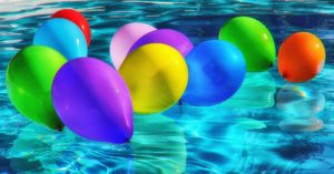 swimming pool and balloons