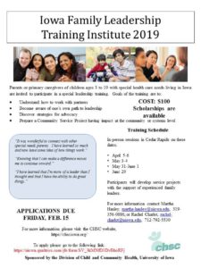 2019 Iowa Family Leadership Training Institute Flyer
