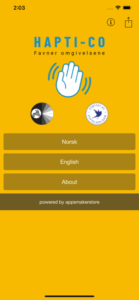 Hapti-Co Haptics App Title Screen