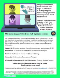 Spanish course flyer with English text